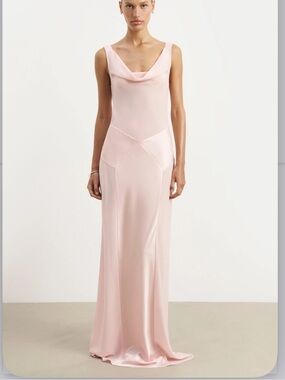 Sleek Blush Satin Maxi Dress - Women